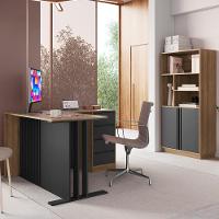 Mesa Em L E Armario Para Escritorio Office Cm4001 Faem Mel Grafite - 2