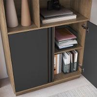 Mesa Em L E Armario Para Escritorio Office Cm4001 Faem Mel Grafite - 5