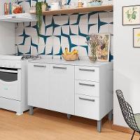 Balcao Com Tampo 3 Portas 2 Gavetas 120 Cm Mad Versalhes Ktp Branco Supremo - 7