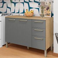 Balcao Com Tampo 3 Portas 2 Gavetas 120 Cm Mad Versalhes Ktp Freijo Gris - 2