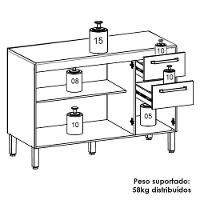 Balcao Com Tampo 3 Portas 2 Gavetas 120 Cm Mad Versalhes Ktp Freijo Gris - 5