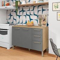 Balcao Com Tampo 3 Portas 2 Gavetas 120 Cm Mad Versalhes Ktp Freijo Gris - 7