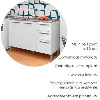 Balcao Para Pia 3 Portas 2 Gavetas 120 Cm Mad Versalhes Ktp Branco Supremo - 5