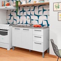 Balcao Para Pia 3 Portas 2 Gavetas 120 Cm Mad Versalhes Ktp Branco Supremo - 8