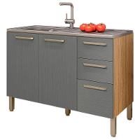 Balcao Para Pia 3 Portas 2 Gavetas 120 Cm Mad Versalhes Ktp Freijo Gris - 1