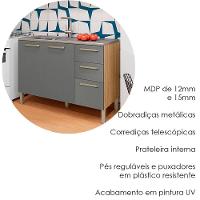Balcao Para Pia 3 Portas 2 Gavetas 120 Cm Mad Versalhes Ktp Freijo Gris - 5
