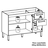 Balcao Para Pia 3 Portas 2 Gavetas 120 Cm Mad Versalhes Ktp Freijo Gris - 6