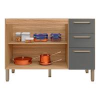 Balcao Para Pia 3 Portas 2 Gavetas 120 Cm Mad Versalhes Ktp Freijo Gris - 7