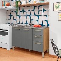 Balcao Para Pia 3 Portas 2 Gavetas 120 Cm Mad Versalhes Ktp Freijo Gris - 8