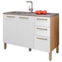 Balcao Para Pia 3 Portas 2 Gavetas 120 Cm Mad Versalhes Ktp Freijo Supremo - 1