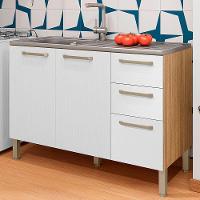 Balcao Para Pia 3 Portas 2 Gavetas 120 Cm Mad Versalhes Ktp Freijo Supremo - 2