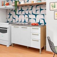 Balcao Para Pia 3 Portas 2 Gavetas 120 Cm Mad Versalhes Ktp Freijo Supremo - 8