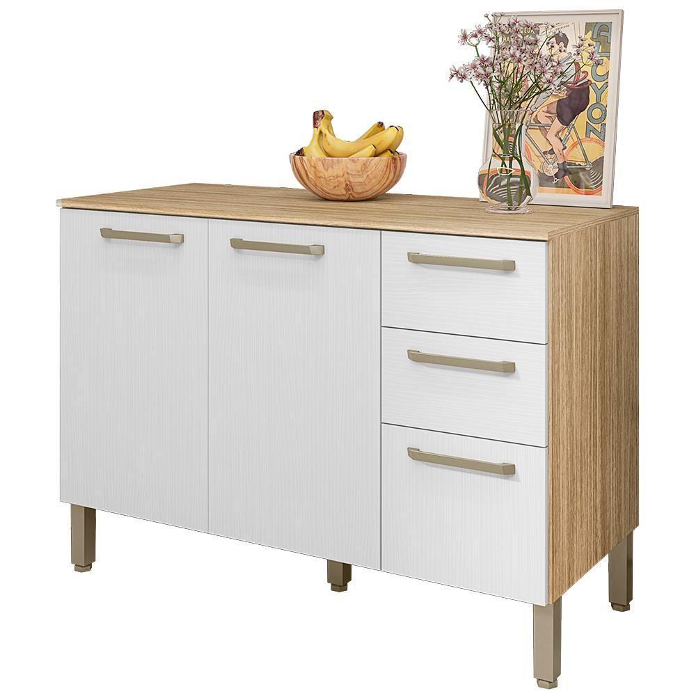 Balcao Com Tampo 3 Portas 2 Gavetas 120 Cm Mad Versalhes Ktp Freijo Supremo - 1