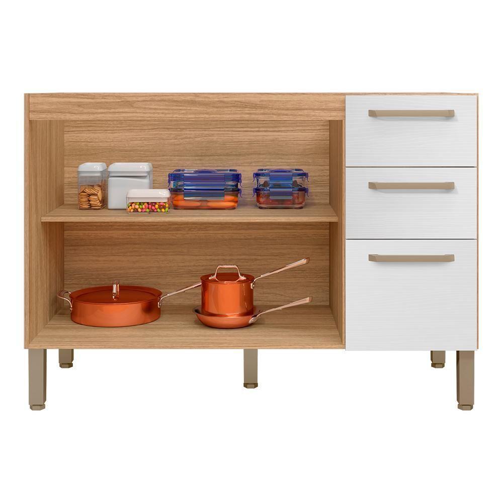 Balcao Com Tampo 3 Portas 2 Gavetas 120 Cm Mad Versalhes Ktp Freijo Supremo - 5