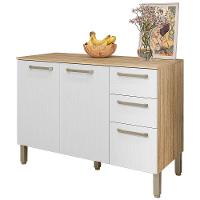 Balcao Com Tampo 3 Portas 2 Gavetas 120 Cm Mad Versalhes Ktp Freijo Supremo - 1