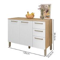 Balcao Com Tampo 3 Portas 2 Gavetas 120 Cm Mad Versalhes Ktp Freijo Supremo - 2