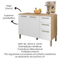 Balcao Com Tampo 3 Portas 2 Gavetas 120 Cm Mad Versalhes Ktp Freijo Supremo - 3