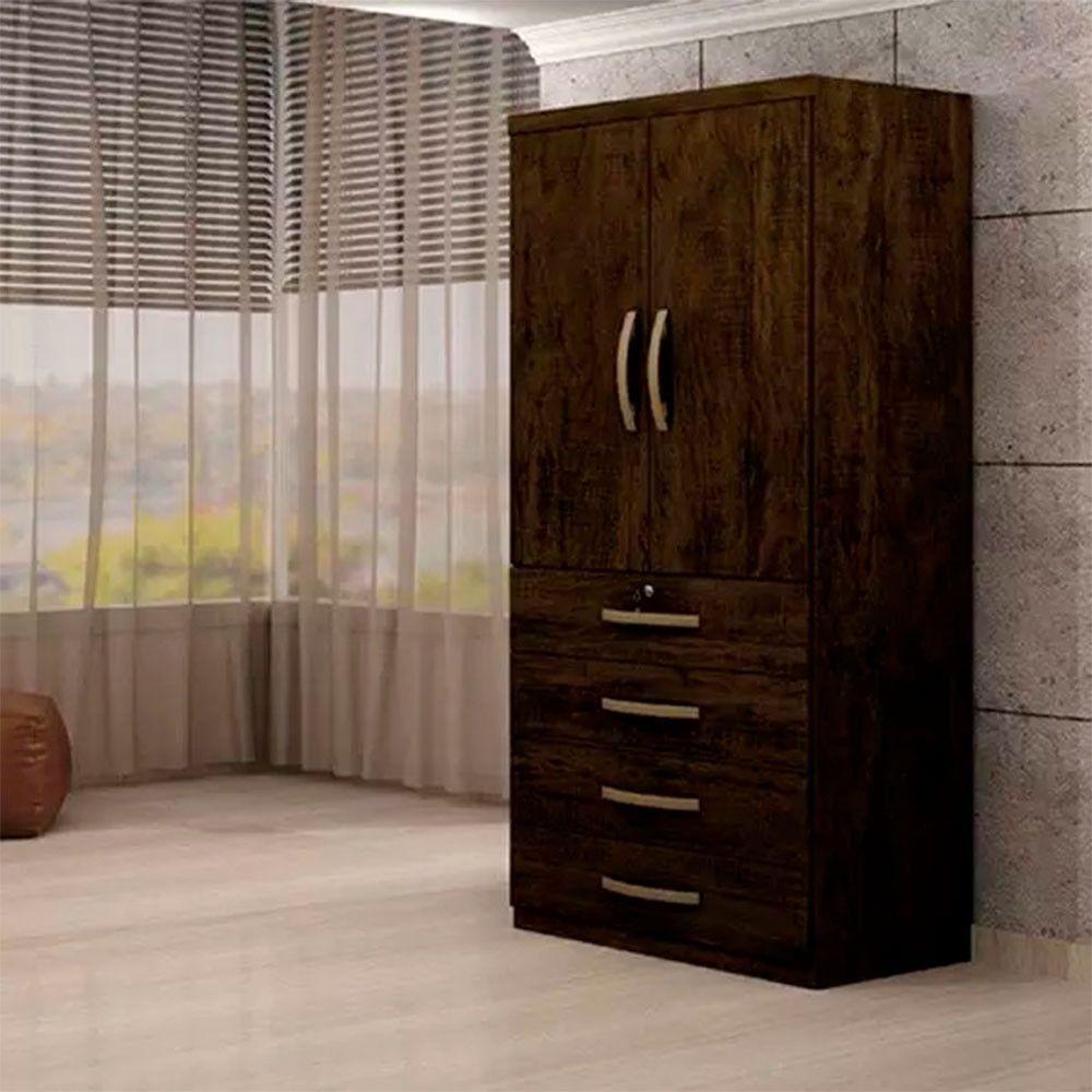 Roupeiro Conjugado Maia Avelã 2 Portas 4 Gavetas Benetil Avelã - 1