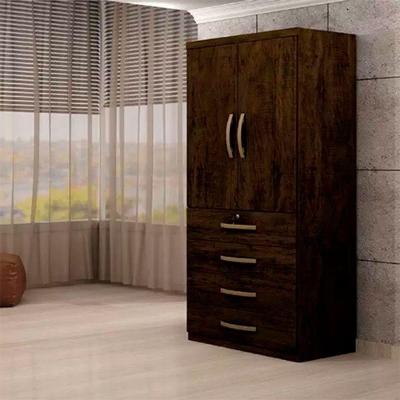 Guarda Roupa Solteiro Roupeiro Maia Plus 2 Portas 4 Gavetas Avelã Benetil Móveis