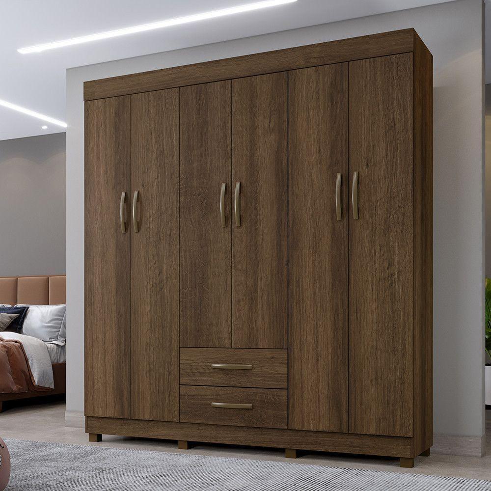 Roupeiro Copacabana Imbuia Com 6 Portas S/espelho Benetil Móveis Imbuia - 1