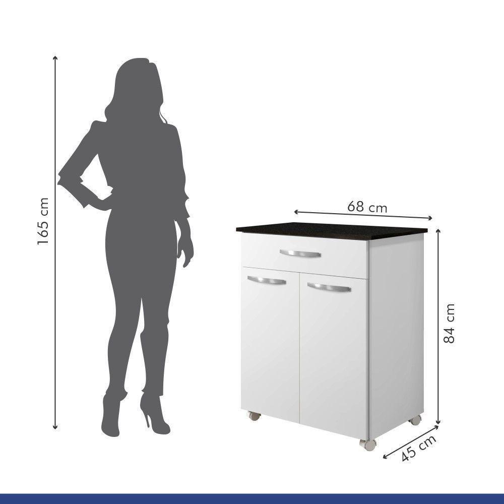 Balcão De Cozinha Girassol Branco 2 Portas 1 Gaveta Kaiki Móveis - 5