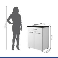 Balcão De Cozinha Girassol Branco 2 Portas 1 Gaveta Kaiki Móveis - 5