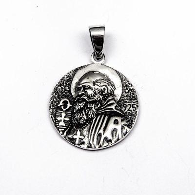 Pingente Mandala São Bento Prata De Bali 925