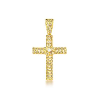 Pingente Crucifixo Feminino Cravejado Banhado A Ouro 18k