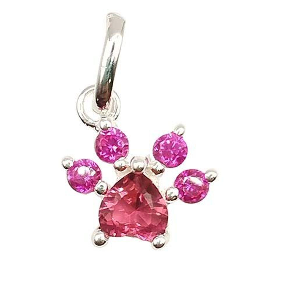Pingente Pata Pet Cravejada Com Zirconias Prata 925 - 1