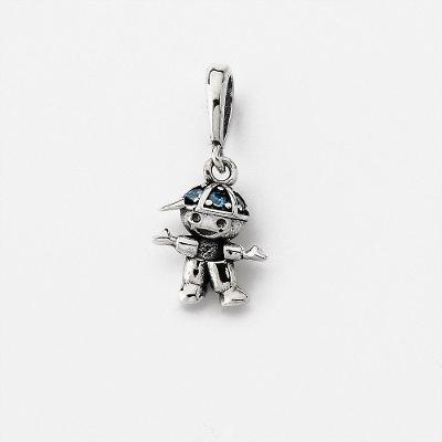 Pingente Menino Com Zircônias Azuis Prata 925
