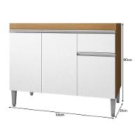 Balcão Pia Tatiane 118cm 3 Portas Amêndoa-branco Sem Tampo Ajl Móveis Amêndoa-branco - 4