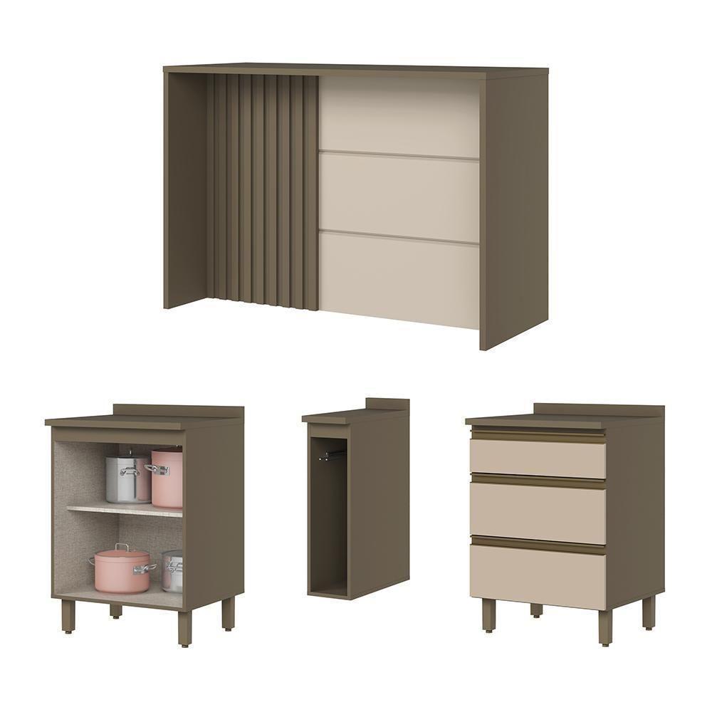 Kit Ilha Gourmet Connect Com Balcões 60cm E Porta Toalha Duna-cristal Móveis Henn Duna-cristal - 6