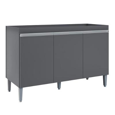Balcão Pia Manu 120cm 3 Portas Cinza Sem Tampo Ajl Móveis Cinza