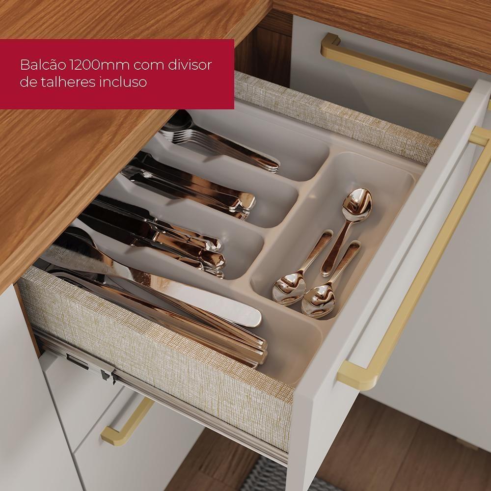 Kit Ilha Gourmet Com Balcões 80cm, 40cm E Porta Toalha Requinte Nature-areia Móveis Henn Nature-areia - 5