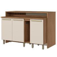 Kit Ilha Gourmet Com Balcões 80cm, 40cm E Porta Toalha Requinte Nature-areia Móveis Henn Nature-areia - 1