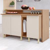 Kit Ilha Gourmet Com Balcões 80cm, 40cm E Porta Toalha Requinte Nature-areia Móveis Henn Nature-areia - 2