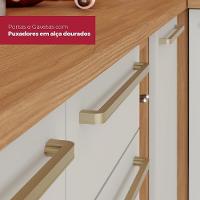 Kit Ilha Gourmet Com Balcões 80cm, 40cm E Porta Toalha Requinte Nature-areia Móveis Henn Nature-areia