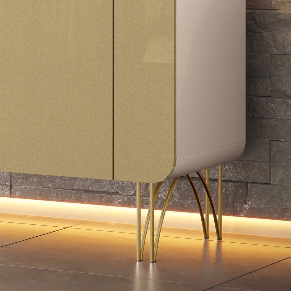 Balcão Buffet Benvenuto 2 Portas Off White-champanhe Hb Móveis Off White-champanhe - 5