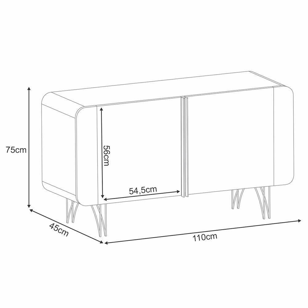 Balcão Buffet Benvenuto 2 Portas Off White-champanhe Hb Móveis Off White-champanhe - 7
