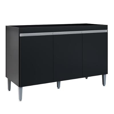 Balcão Pia Manu 120cm 3 Portas Preto Sem Tampo Ajl Móveis Preto