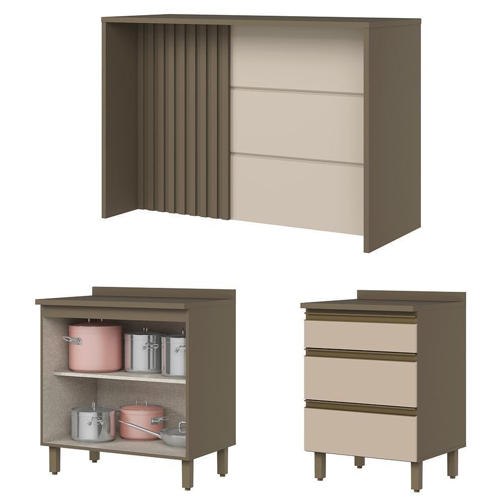 Kit Ilha Gourmet Connect Com Balcões 80cm E 60cm Duna-cristal Móveis Henn Duna-cristal - 6