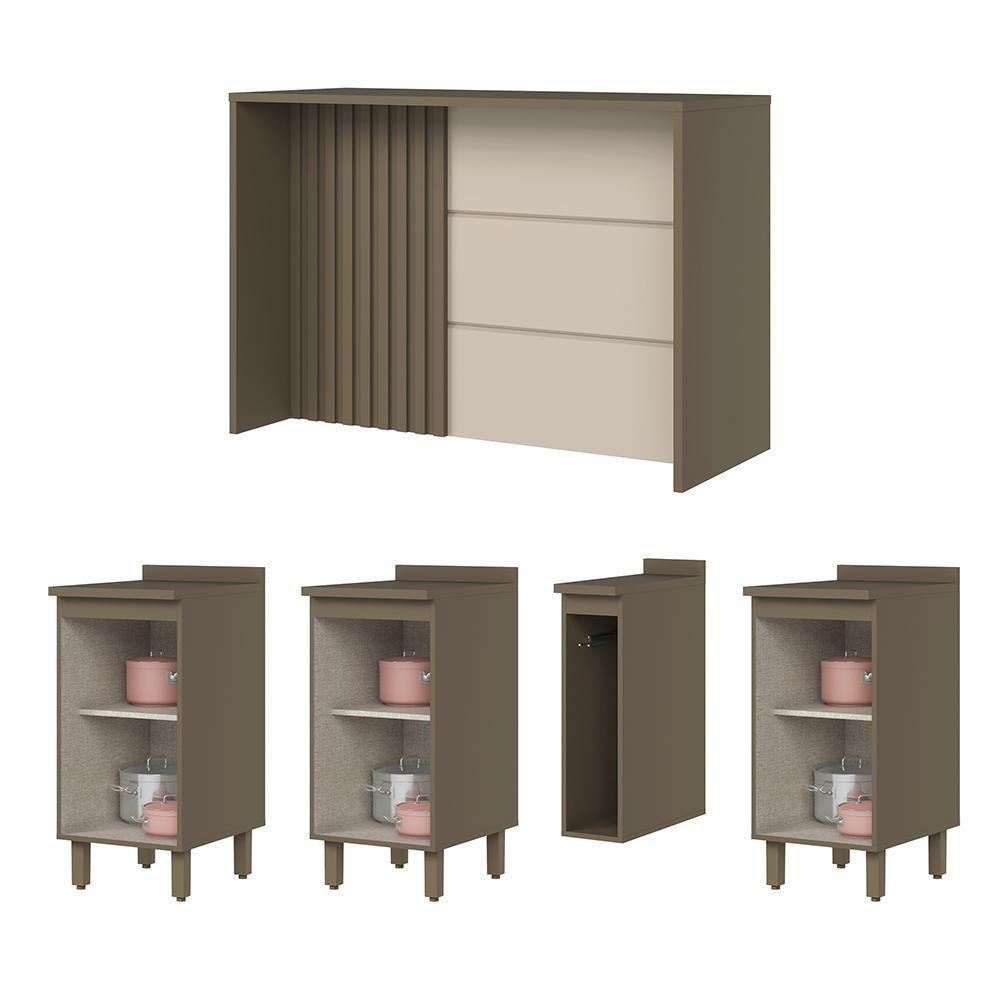 Kit Ilha Gourmet Connect Com Balcões 40cm E Porta Toalha Duna-cristal Móveis Henn Duna-cristal - 6