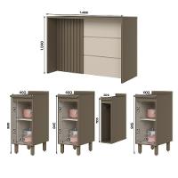 Kit Ilha Gourmet Connect Com Balcões 40cm E Porta Toalha Duna-cristal Móveis Henn Duna-cristal - 7