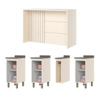 Kit Ilha Gourmet Connect Com Balcões 40cm E Porta Toalha Off White Móveis Henn Off White