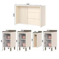 Kit Ilha Gourmet Connect Com Balcões 40cm E Porta Toalha Off White Móveis Henn Off White - 5