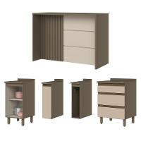 Kit Ilha Gourmet Connect Com Balcões 60cm, 40cm, Porta Toalha E Condimentos Duna-cristal Móveis Henn Duna-cristal - 6