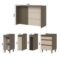 Kit Ilha Gourmet Connect Com Balcões 60cm, 40cm, Porta Toalha E Condimentos Duna-cristal Móveis Henn Duna-cristal - 7