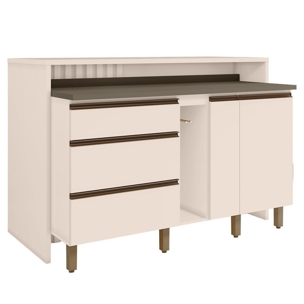 Kit Ilha Gourmet Connect Com Balcões 60cm, 40cm, Porta Toalha E Condimentos Off White Móveis Henn Off White - 1