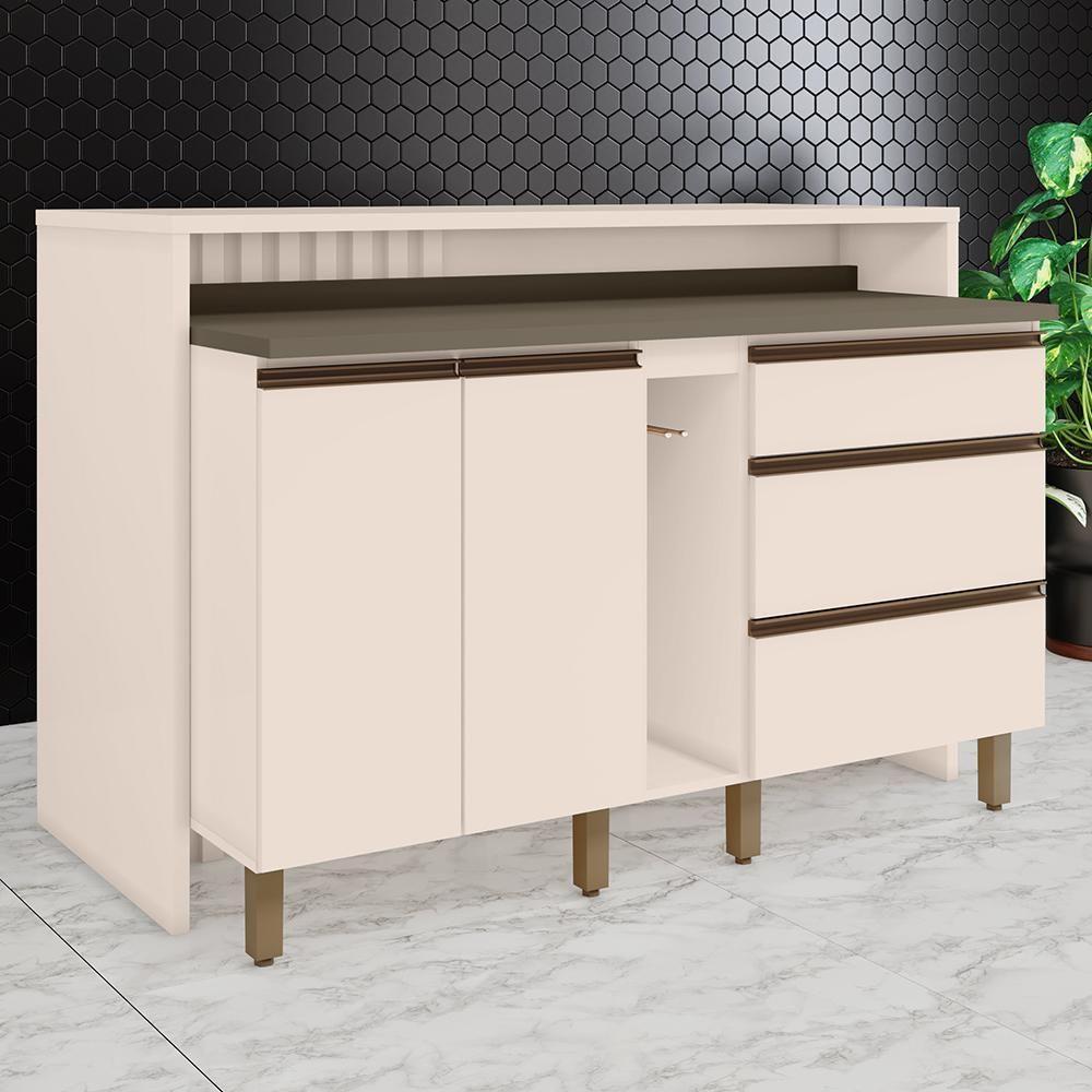 Kit Ilha Gourmet Connect Com Balcões 60cm E Porta Toalha Off White Móveis Henn Off White - 2