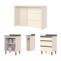 Kit Ilha Gourmet Connect Com Balcões 60cm E Porta Toalha Off White Móveis Henn Off White - 5